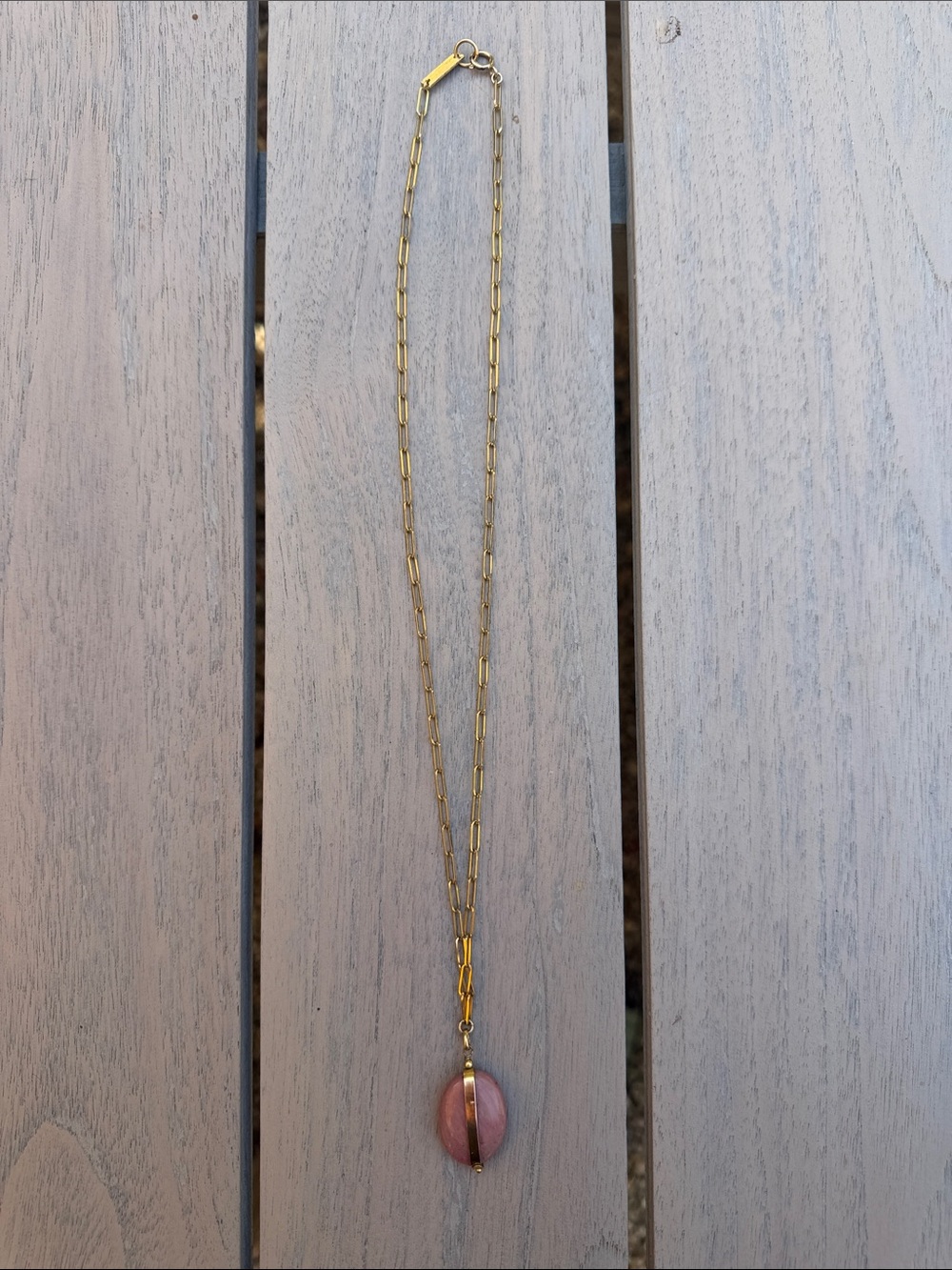 Isabel Marant Jewelry Gold Chain Necklace with Pink Stone